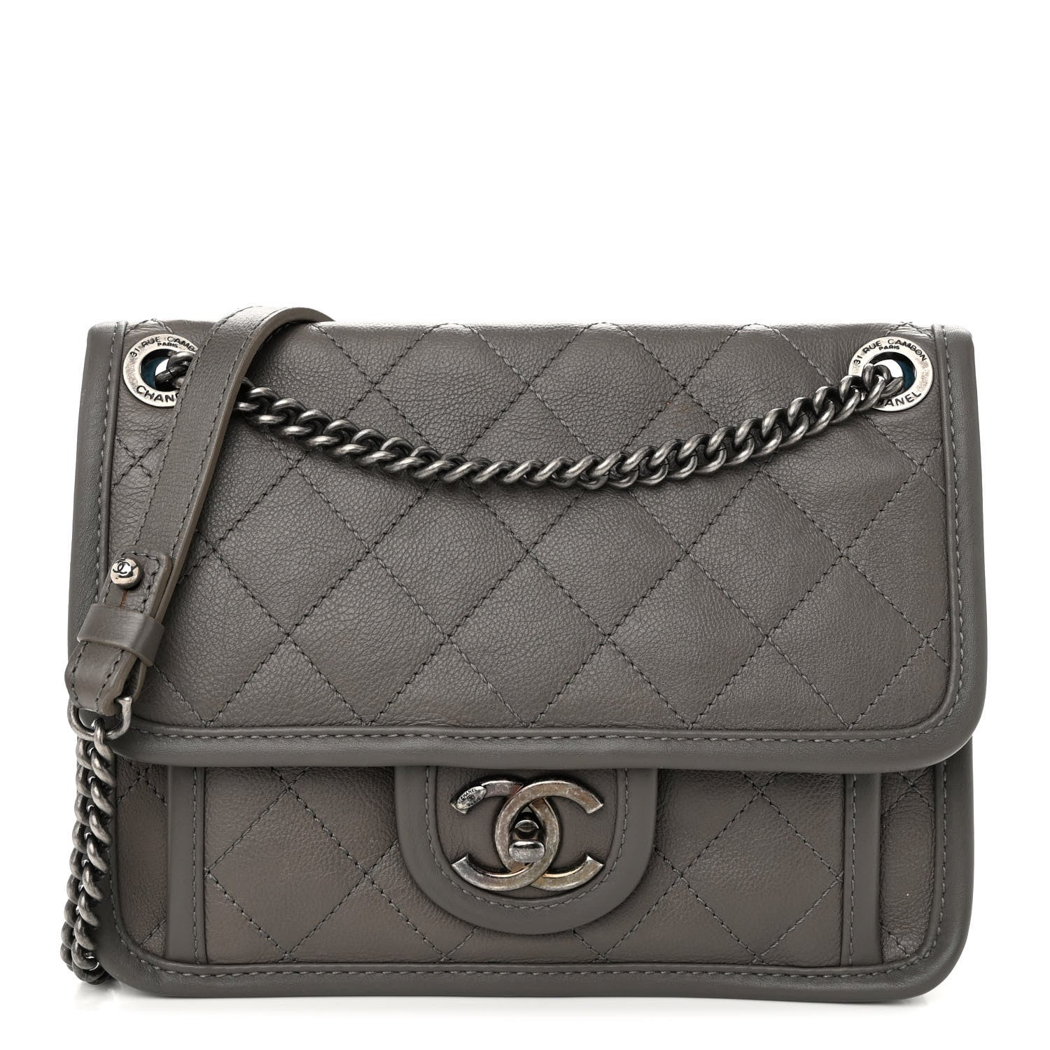 Chanel Calfskin Quilted Mini French Riviera Flap Grey 1 of 10