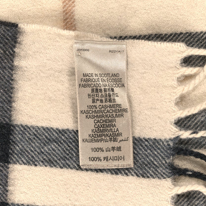 Burberry Cashmere Check Fringe Scarf Natural White 4 of 4