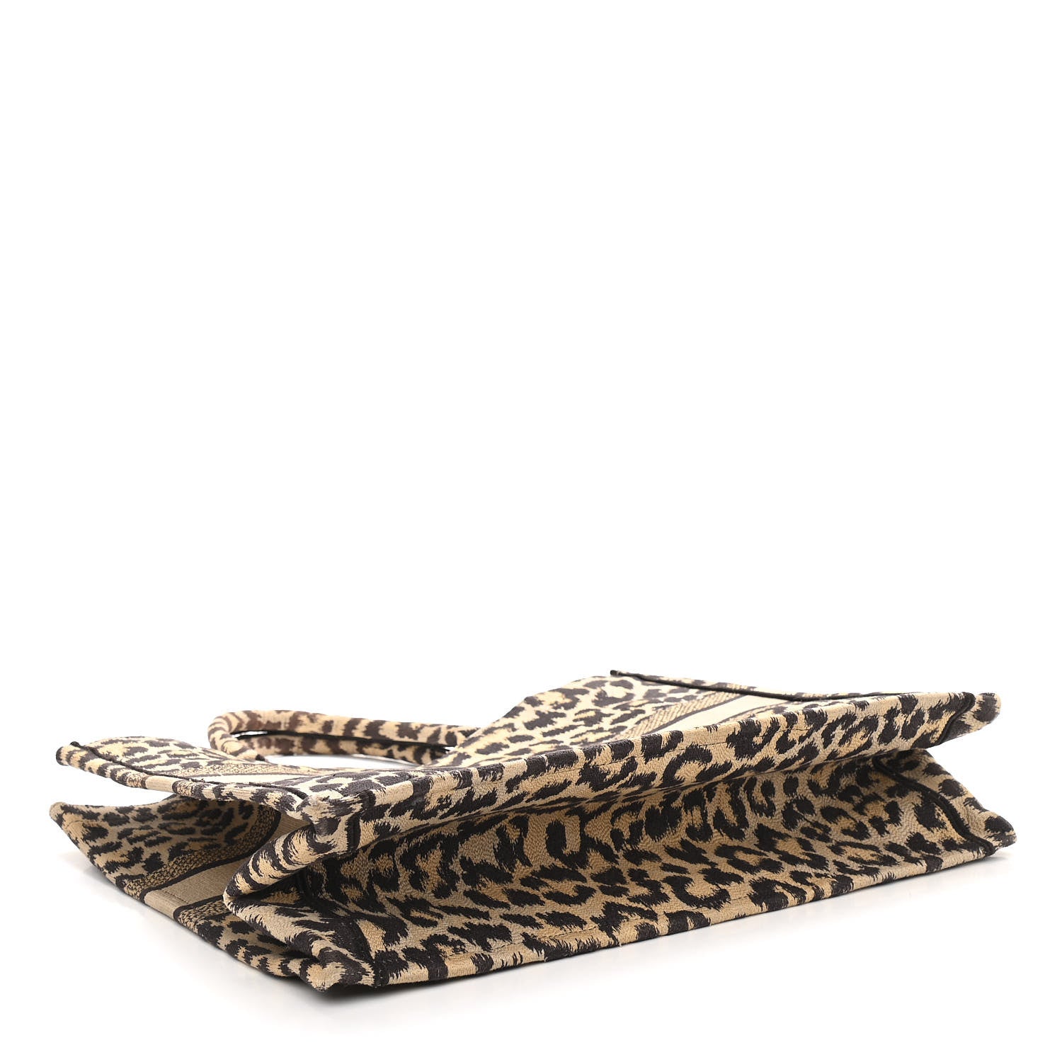 Christian Dior Canvas Mizza Embroidered Large Leopard Book Tote Beige 4 of 13