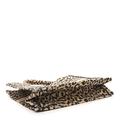 Christian Dior Canvas Mizza Embroidered Large Leopard Book Tote Beige 4 of 13