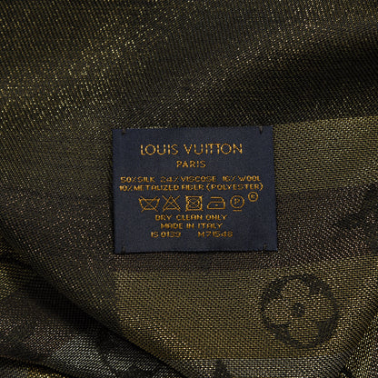 Louis Vuitton Silk Lurex Wool So Shine Monogram Shawl Black 3 of 3