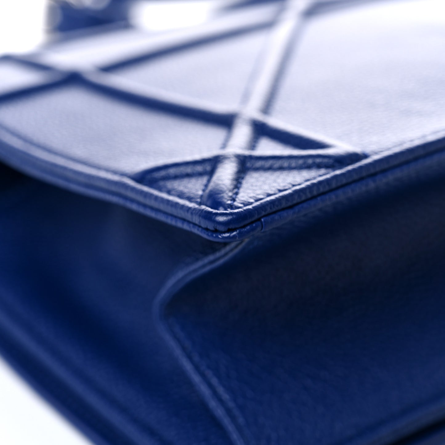 Grained Calfskin Medium Diorama Flap Bag Blue