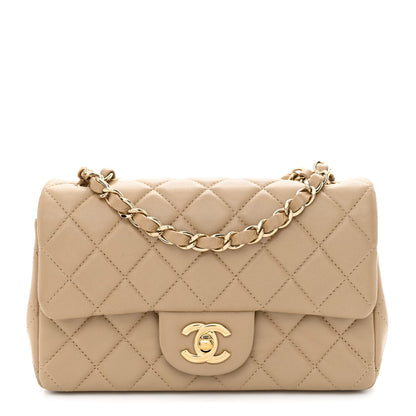 Chanel Lambskin Quilted Mini Rectangular Flap Dark Beige 1 of 11