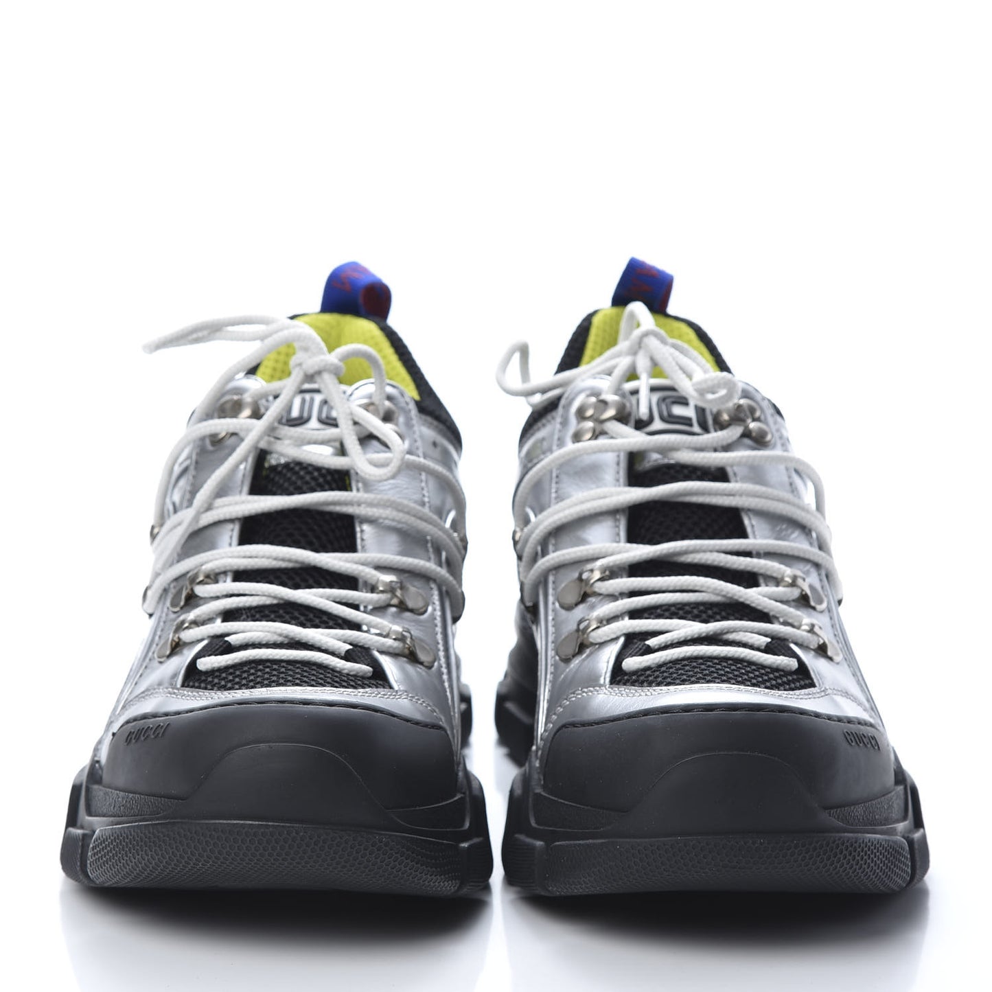 X SEGA Metallic Calfskin Mesh Womens Flashtrek Sneakers 40 Silver Black