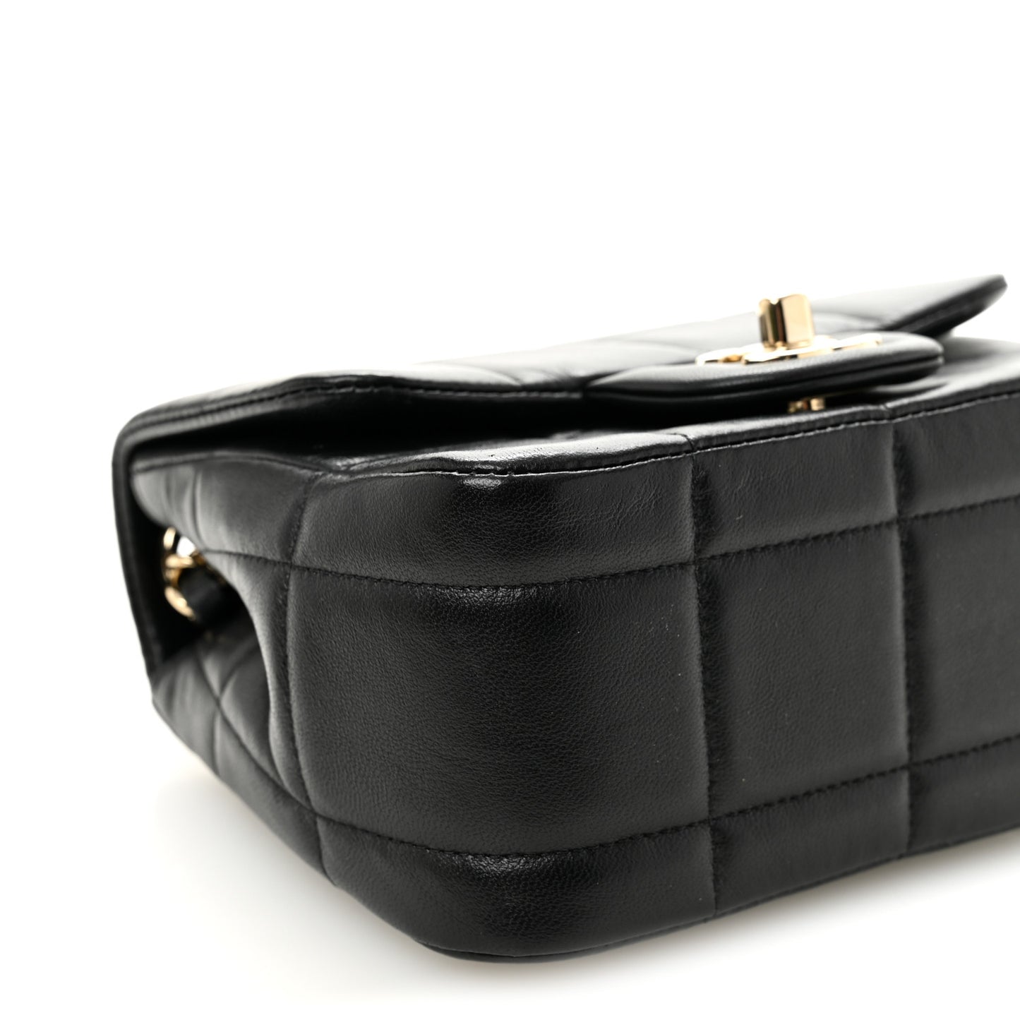 Lambskin Resin Crystal Square Quilted Mini Monacoco Flap Black