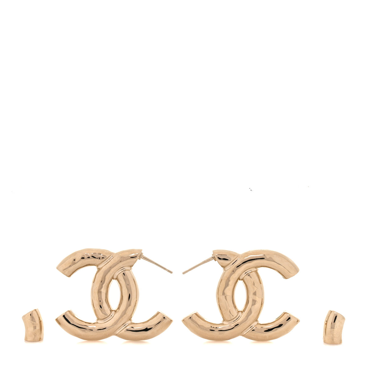 Chanel Metal Large CC Earrings Light Gold 3 of 5