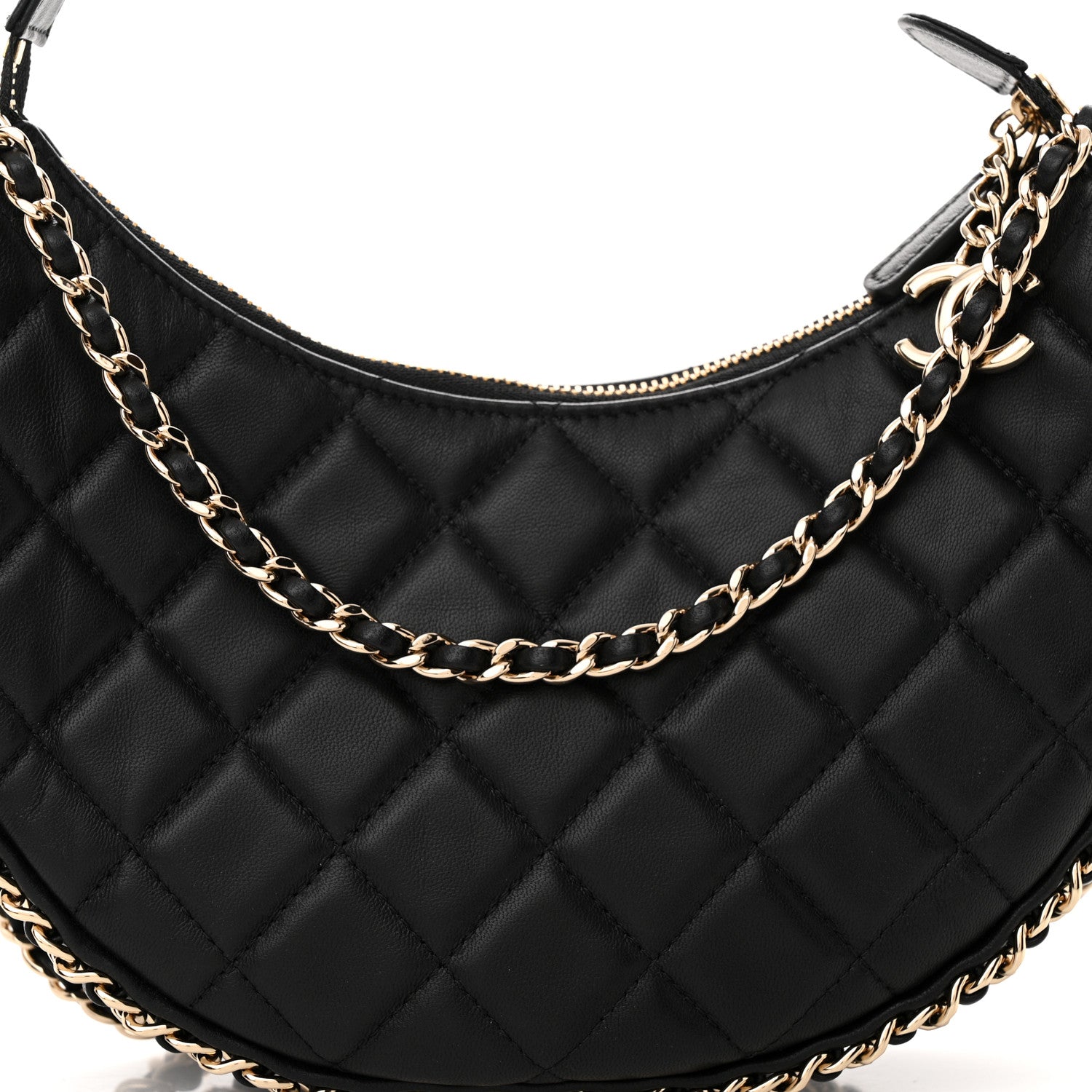 Chanel Lambskin Quilted Small Hobo Bag Black 8 of 10