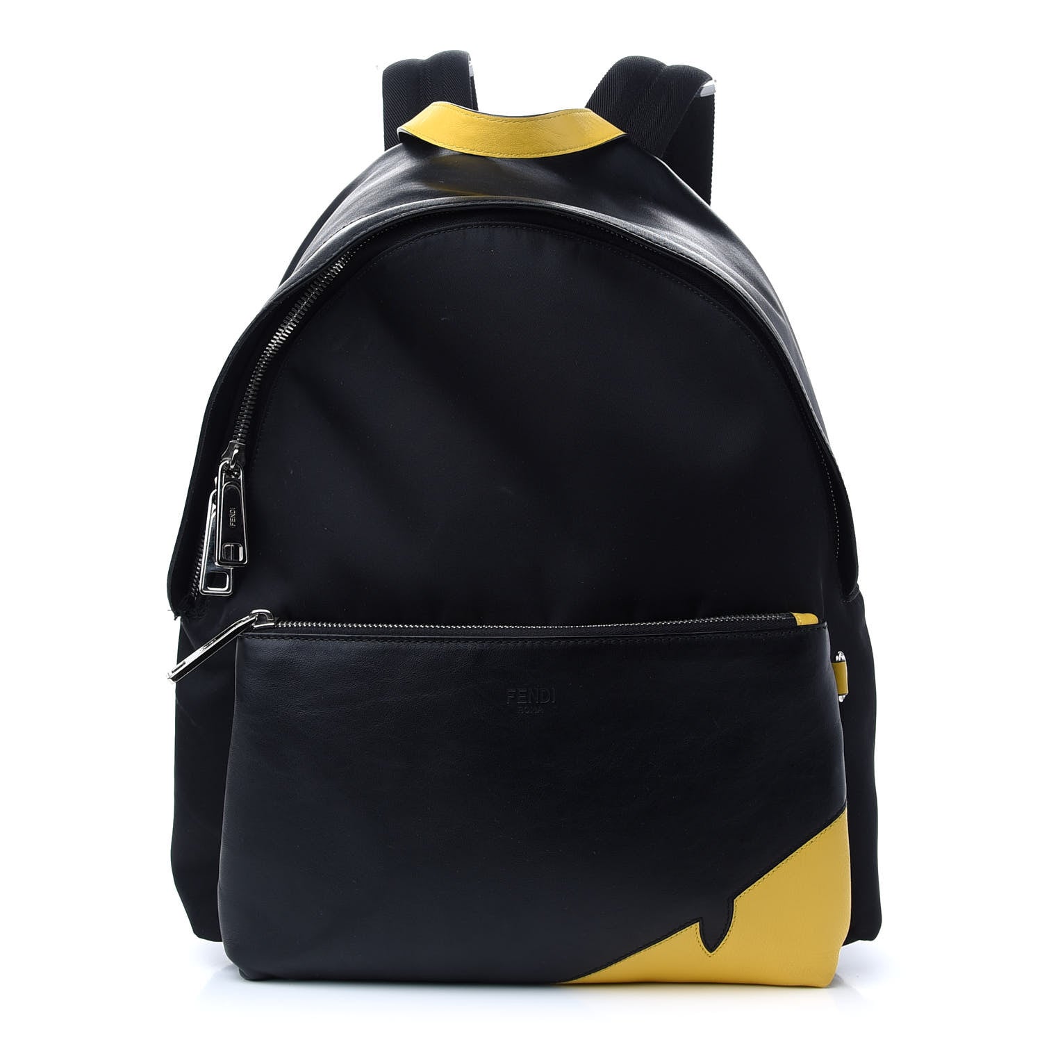 Fendi Nylon Vitello Grace Cruise Corner Bugs Pouch Pocket Backpack Black Sunflower 1 of 10