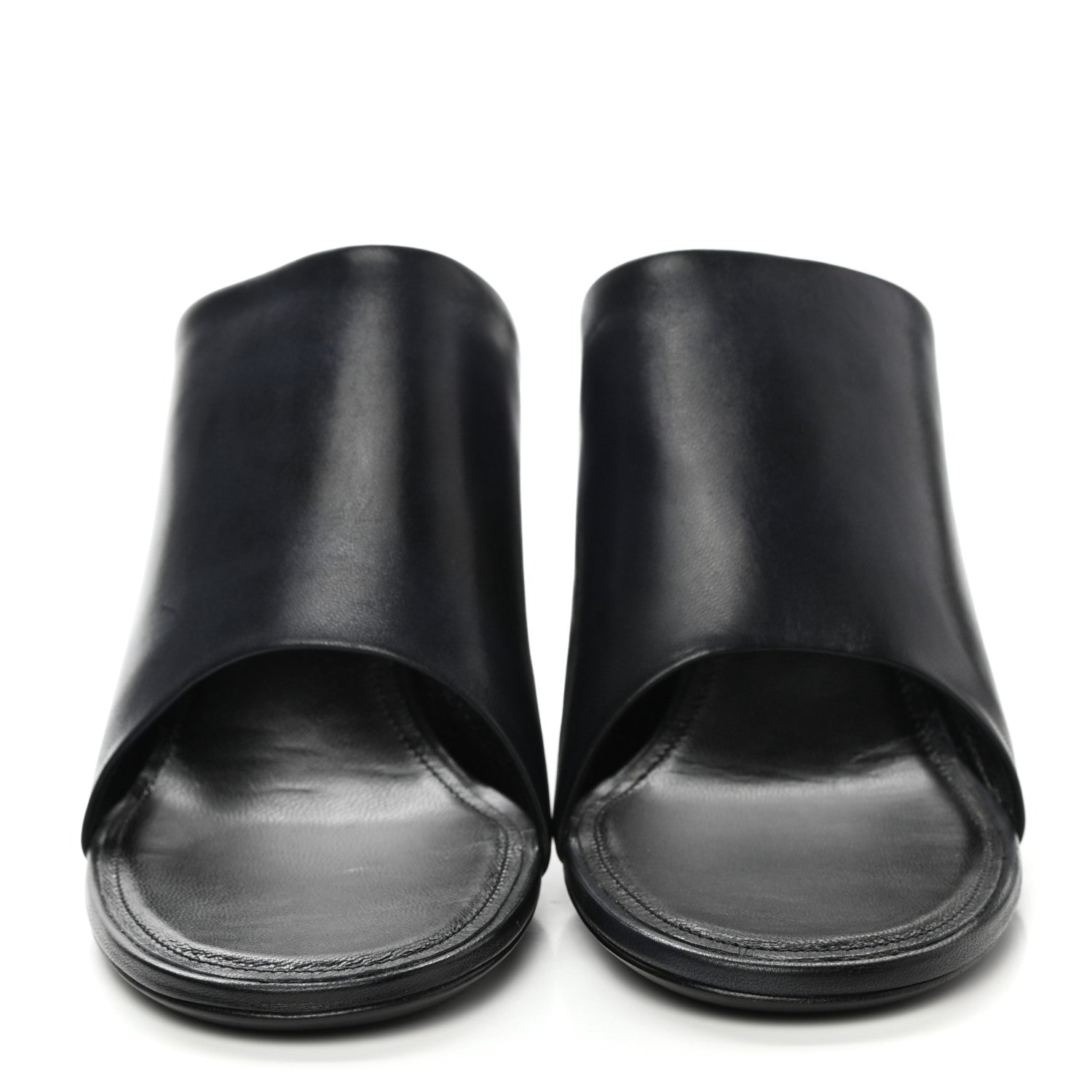 Balenciaga Shiny Sheepskin Oval 90mm Mule Pump 40 Navy 2 of 8