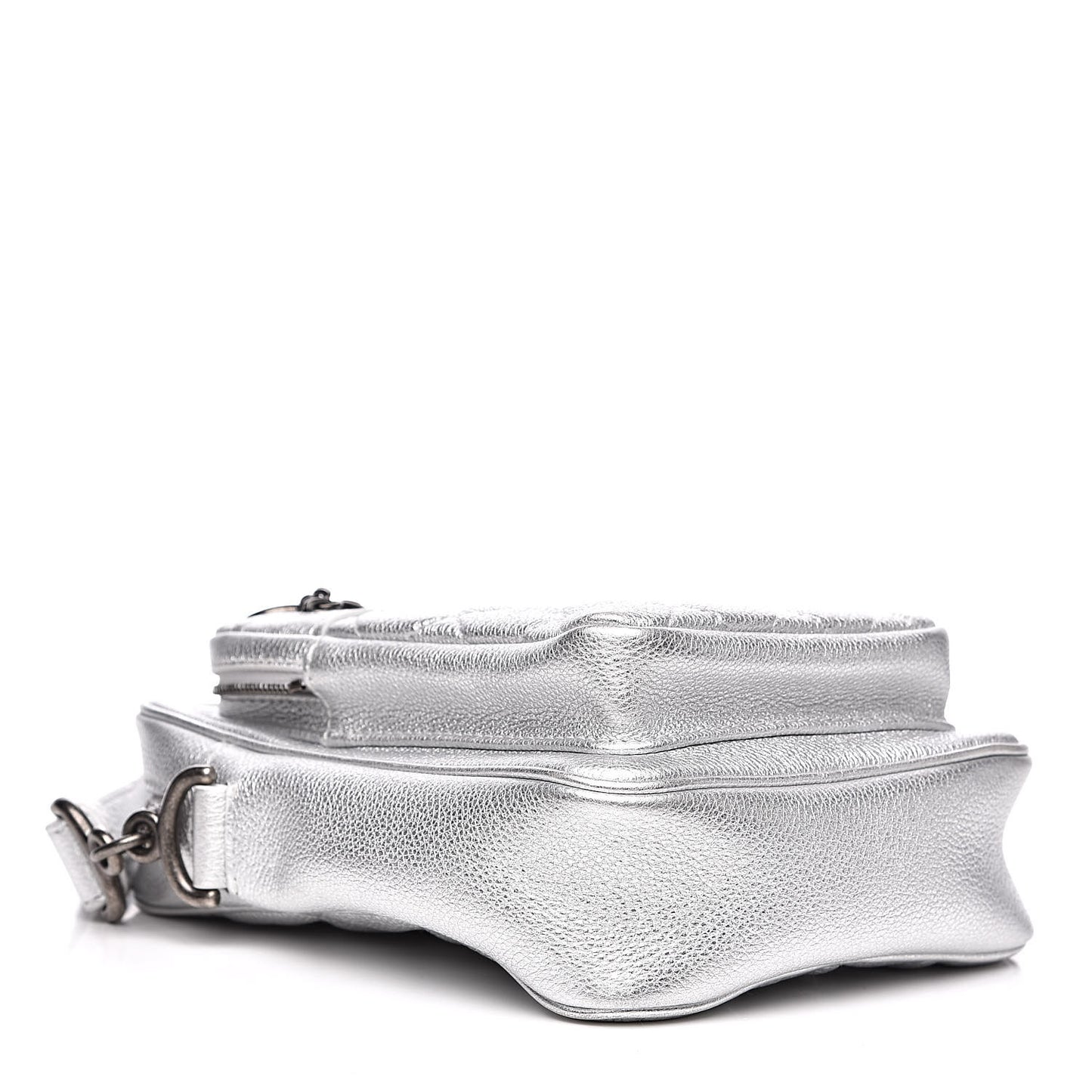Metallic Calfskin Camera Case Silver