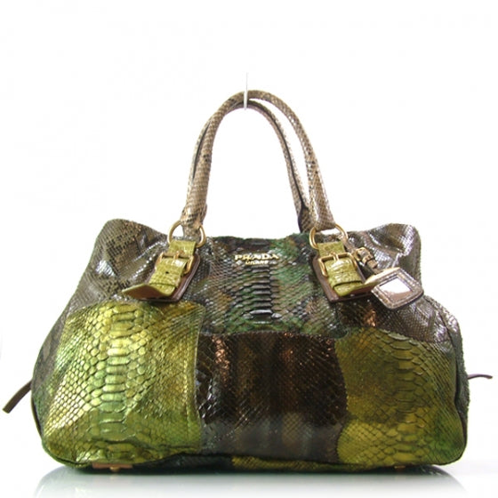 Prada Python Patch Shopper Tote Militare 1 of 13