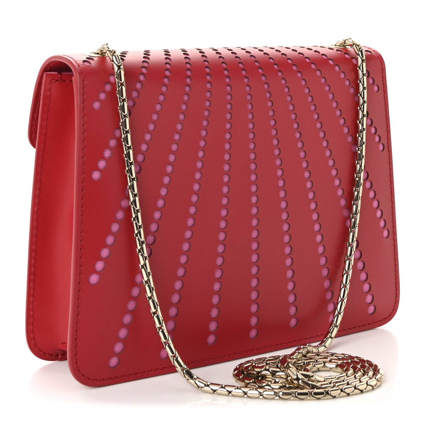 Calfskin Laser Cut Small Serpenti Forever Diamond Blast Sunshine Crossbody Bag Red Pink