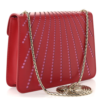 Bulgari Calfskin Laser Cut Small Serpenti Forever Diamond Blast Sunshine Crossbody Bag Red Pink 3 of 9