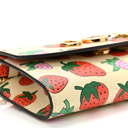 Gucci Calfskin Strawberry Print Mini Zumi Shoulder Bag Ivory Red 10 of 11