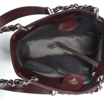 Chanel Caviar Quilted Petit Shopping Tote PST Dark Burgundy 5 of 7