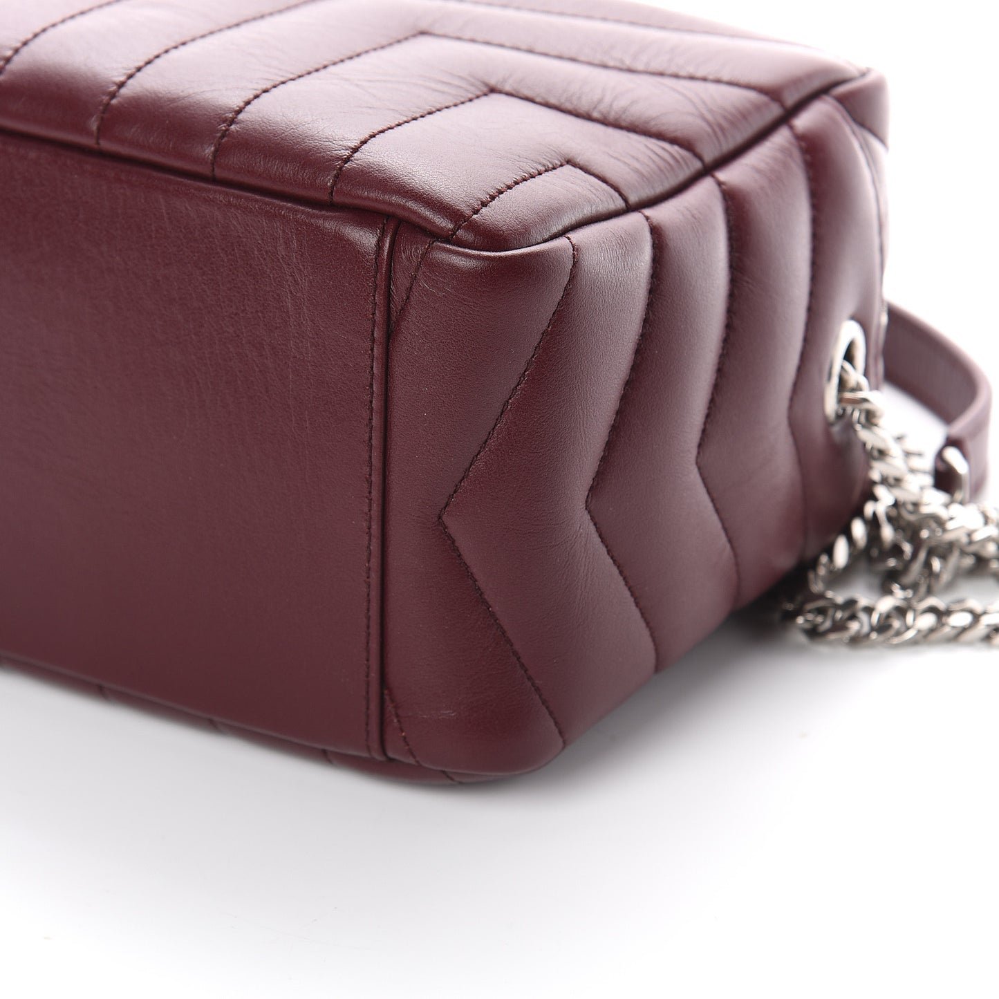 Calfskin Y Quilted Monogram Small Loulou Bowling Bag Rouge Legion