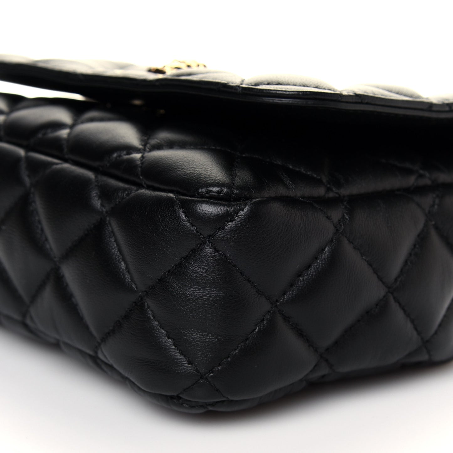 Nappa Quilted Small Medusa Chain Crossbody Black