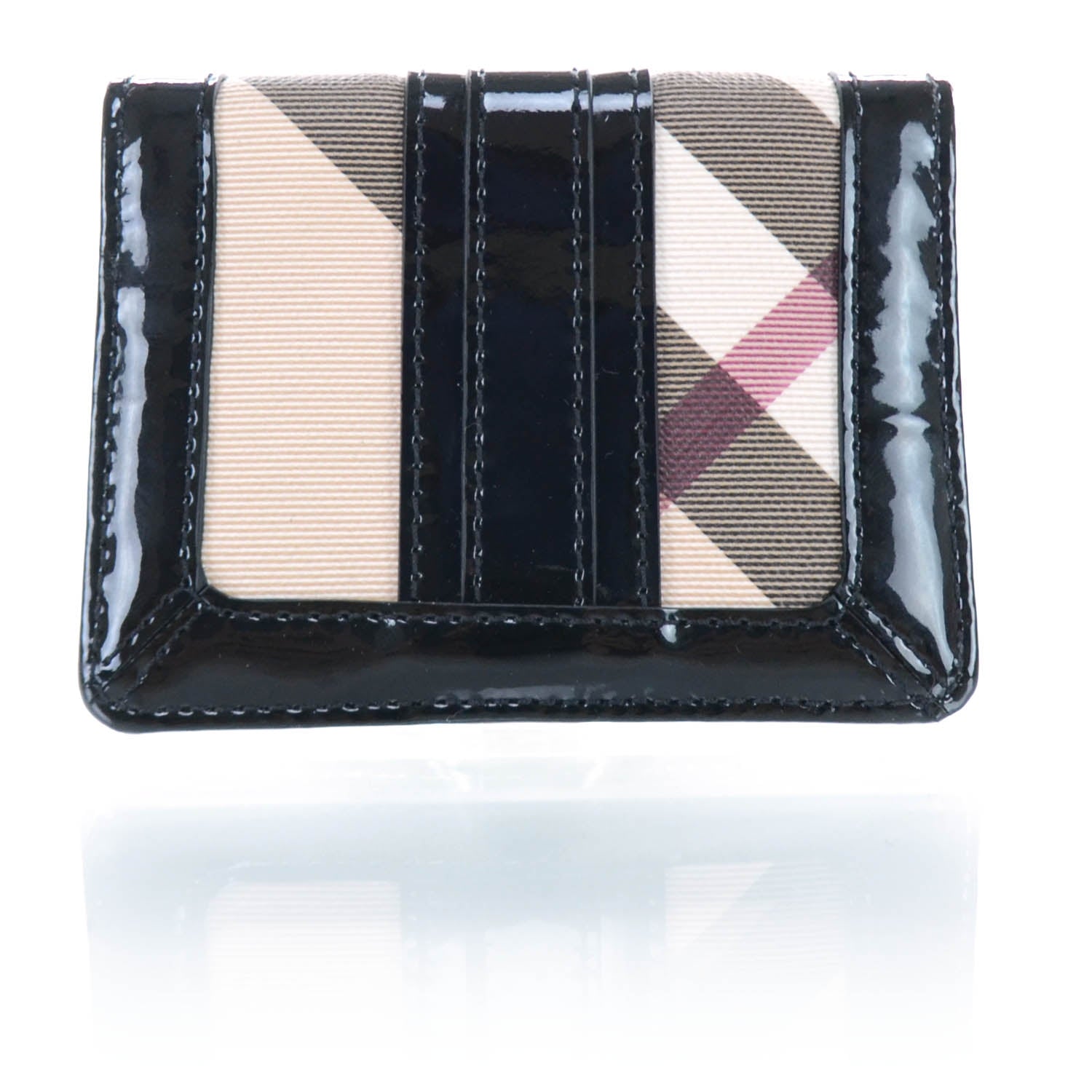 Burberry Patent Nova Check Card Case Wallet 1 of 10
