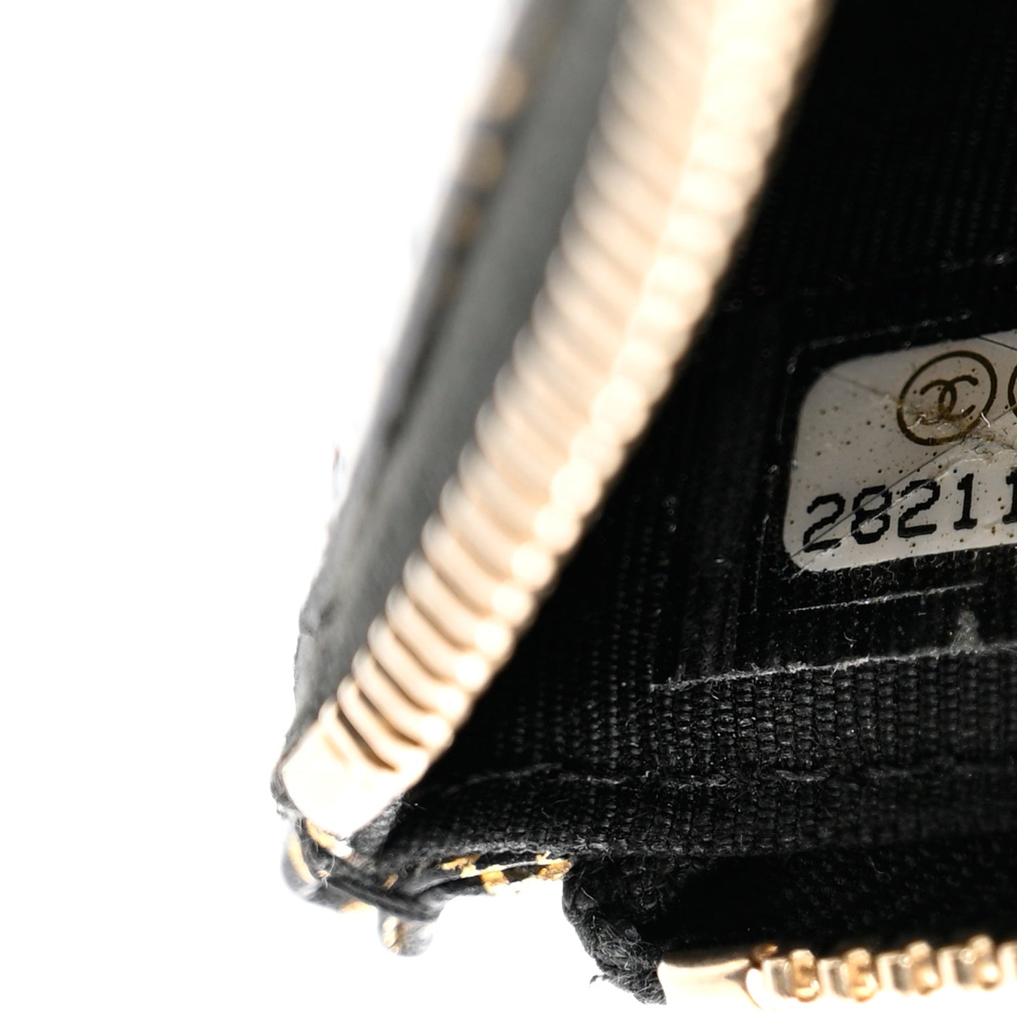 Calfskin Crocodile Embossed Graffiti 2.55 Cocodile Reissue Zip Pouch Black Gold