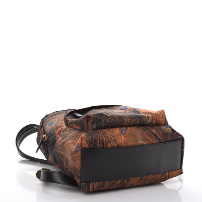 Givenchy Nylon Calfskin Peacock Print Backpack Brown 4 of 7