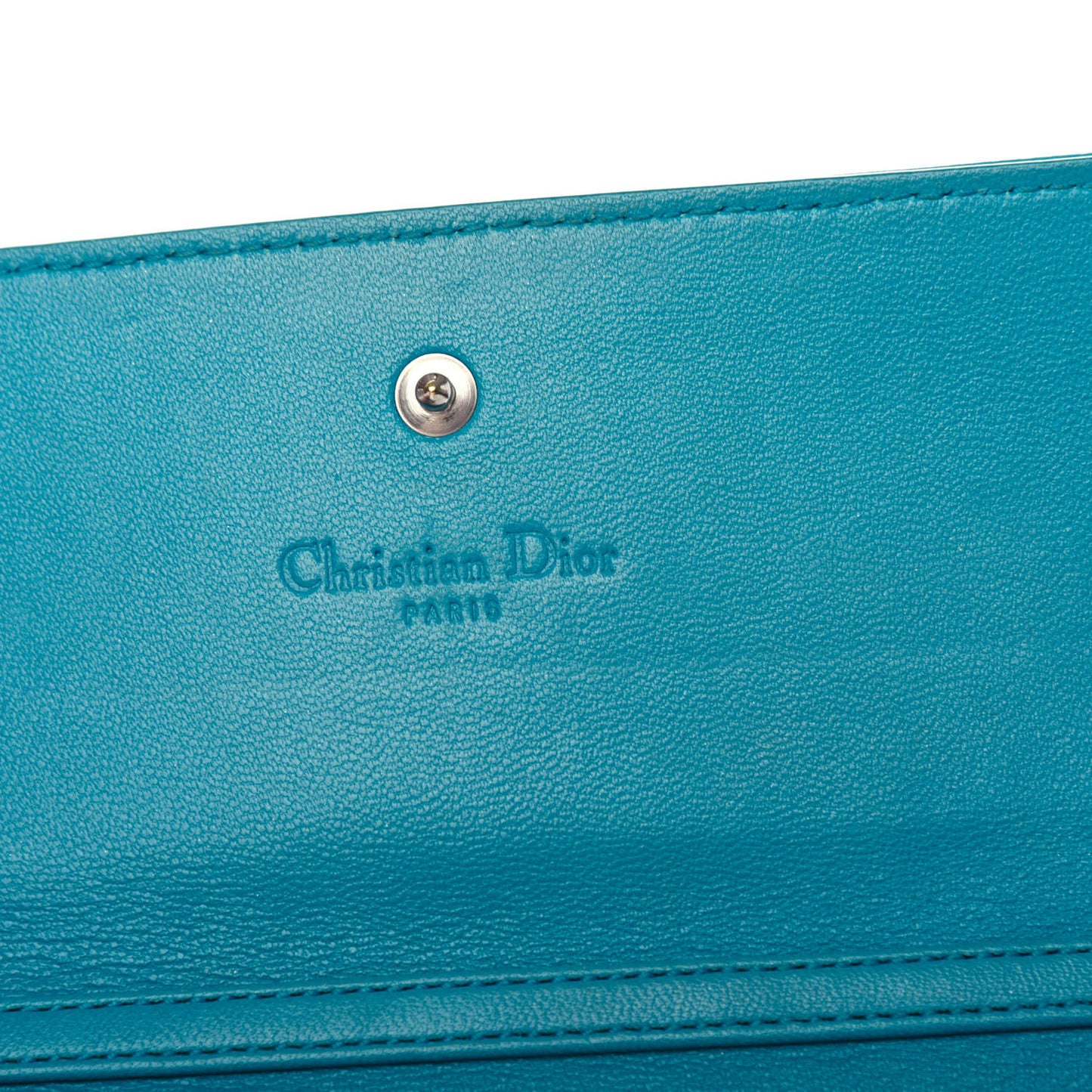 Lambskin Cannage Lady Dior Rendezvous Wallet On Chain Turquoise