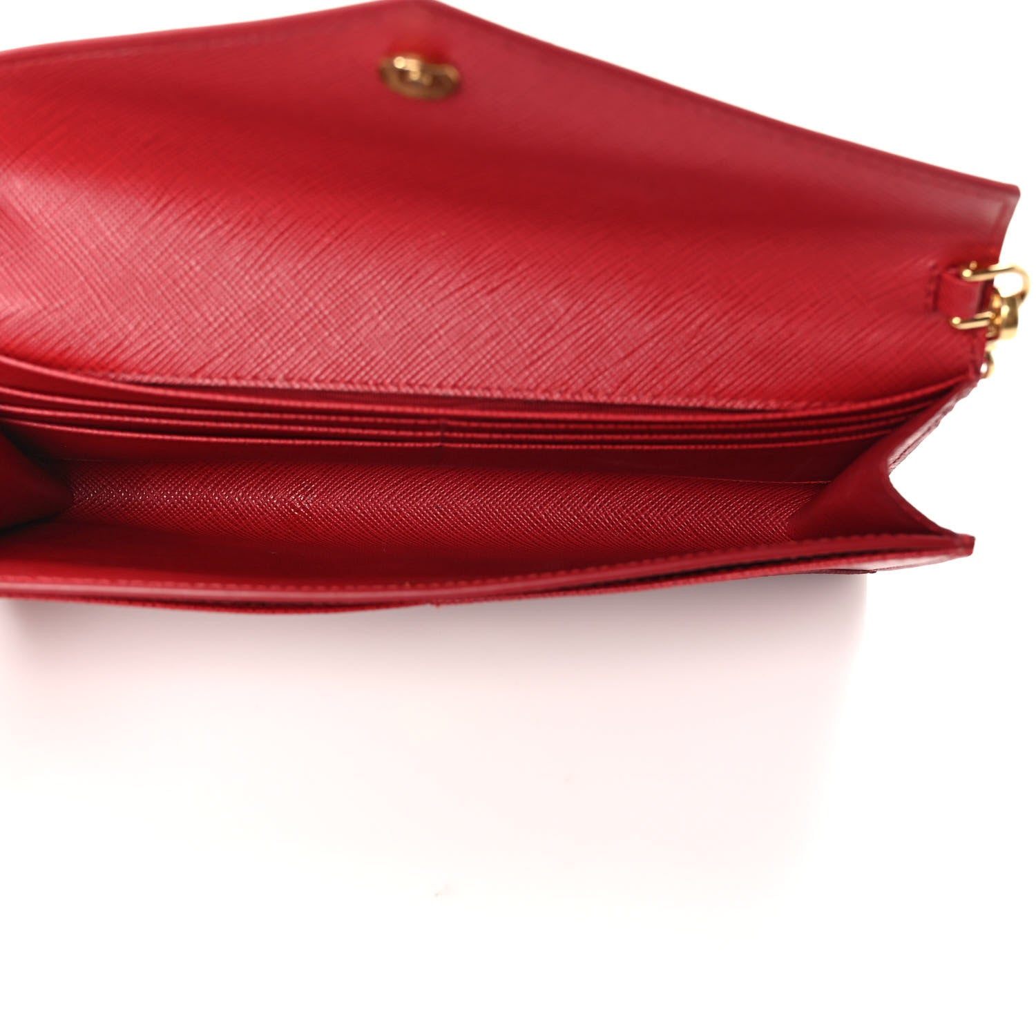 Prada Saffiano Metal Wallet With Chain Fuoco 5 of 8