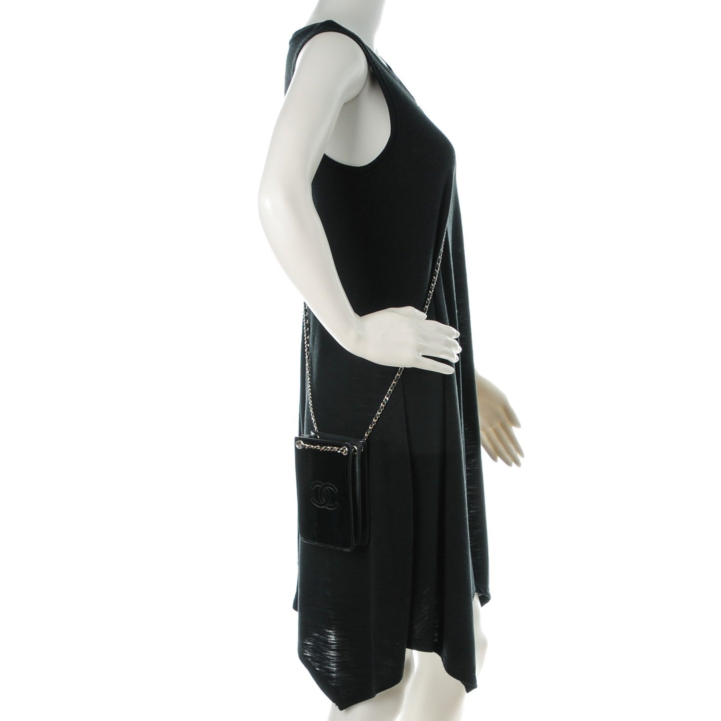 Patent CC Phone Holder Crossbody Black