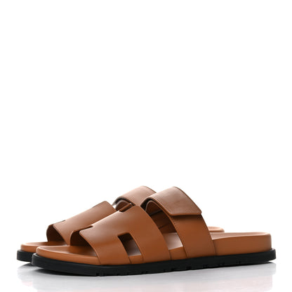 Hermes Calfskin Mens Chypre Sandals 42 Gold 3 of 9