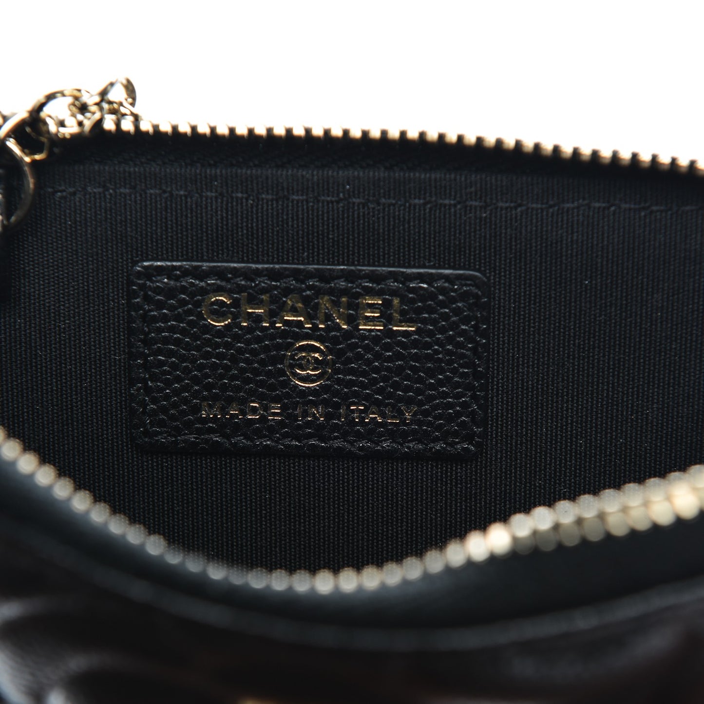 Caviar Camellia Embossed Key Holder Case Black