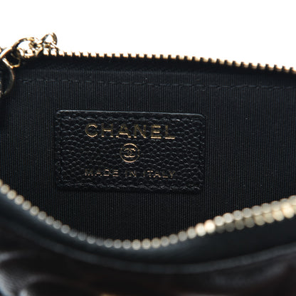 Chanel Caviar Camellia Embossed Key Holder Case Black 6 of 7