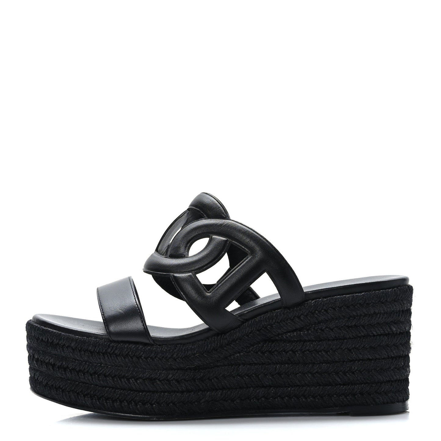 Nappa Ithea Espadrille Wedge Sandals 39 Black