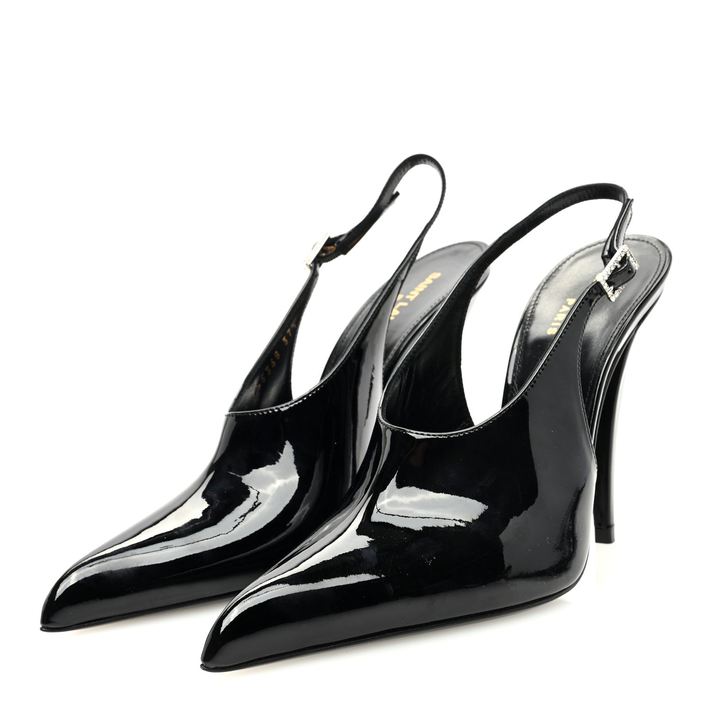 Patent Calfskin Nico 110 Slingback Pumps 37.5 Black