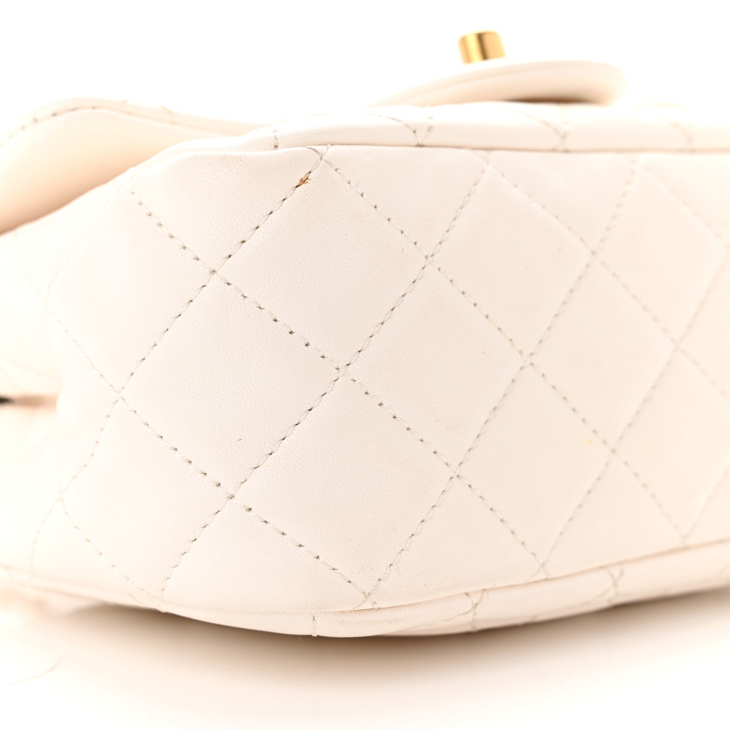 Lambskin Quilted Mini Pearl Crush Flap White