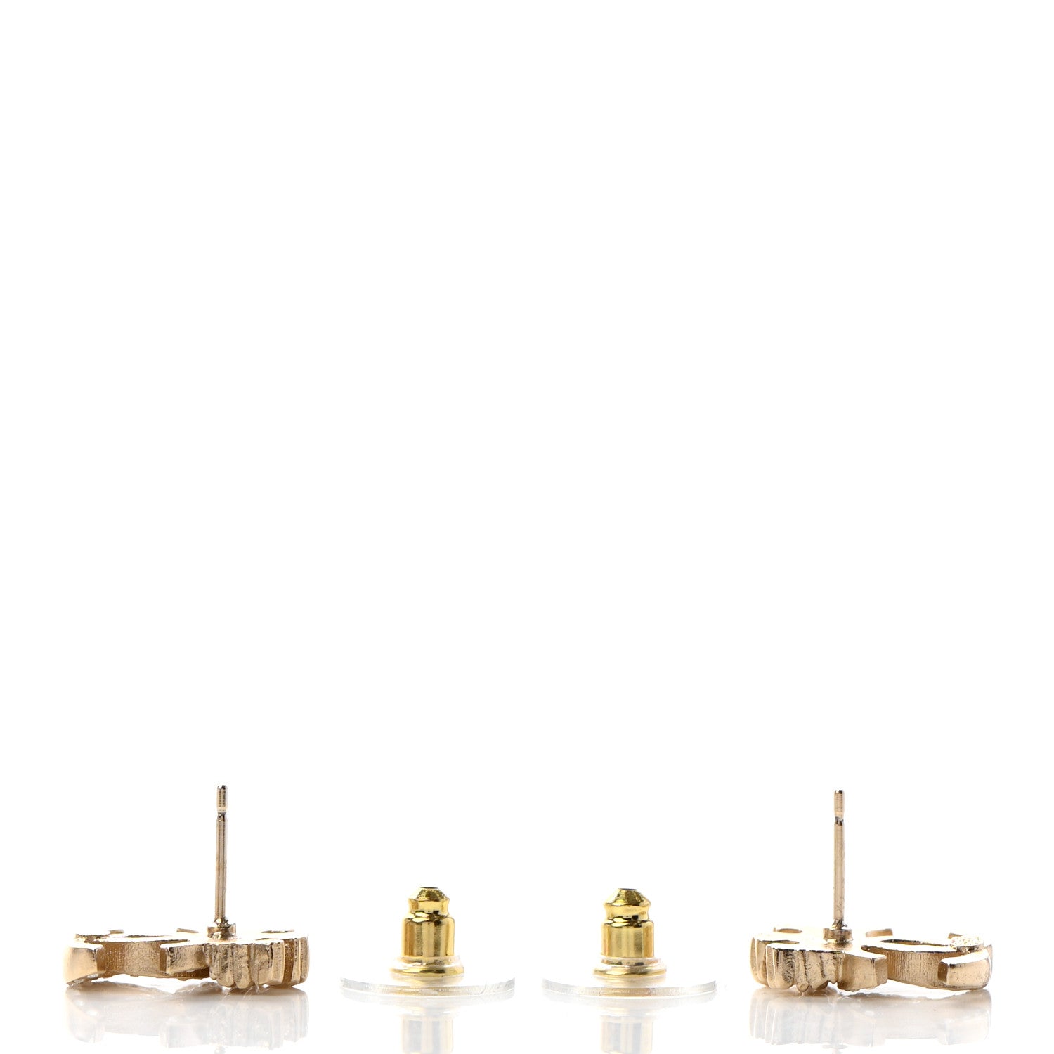 Chanel Crystal CC Crown Earrings Gold 3 of 4