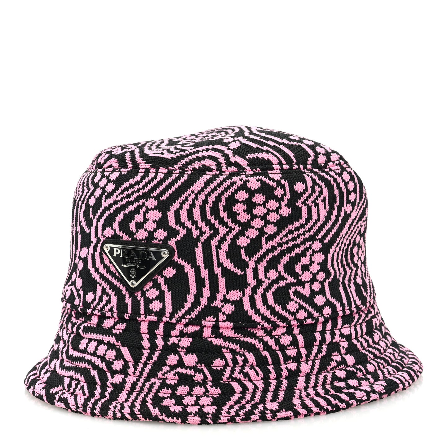 Maglia Jacquard Metal Triangle Logo Womens Bucket Hat M Black Rosa