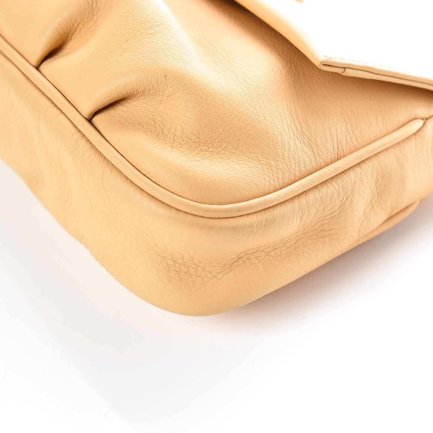 Vitello Flamingo Enamel Fendista Pouchette Crossbody Yellow