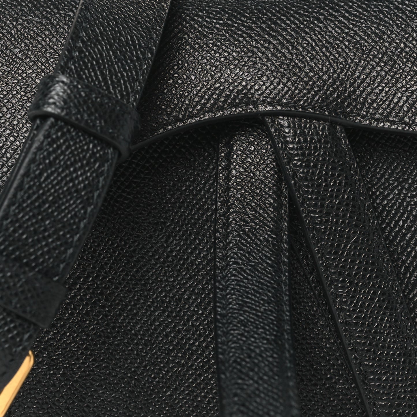 Grained Calfskin Mini Saddle Bag With Strap Black