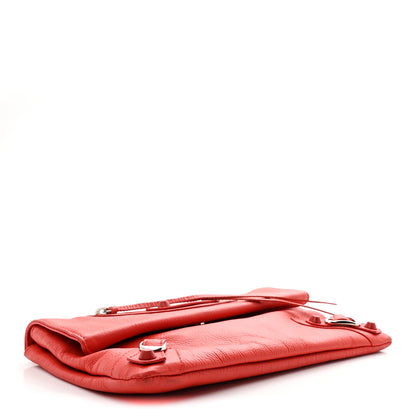 Balenciaga Matte Goatskin Rubber Covered Classic Hardware Envelope Clutch Rouge Ambre 5 of 11