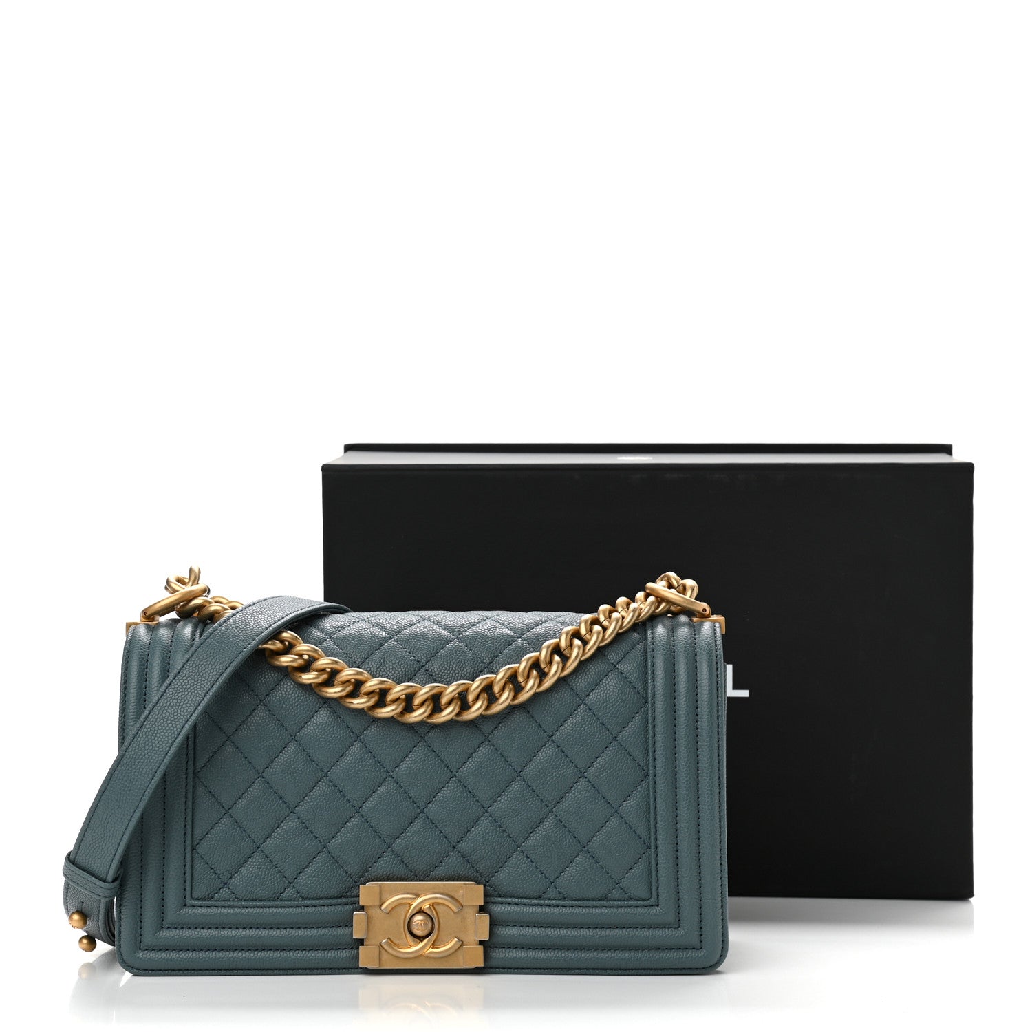 Chanel Caviar Quilted Medium Boy Flap Blue 10 of 10