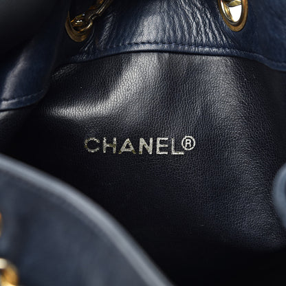 Chanel Lambskin CC Drawstring Bag Navy Blue 6 of 17