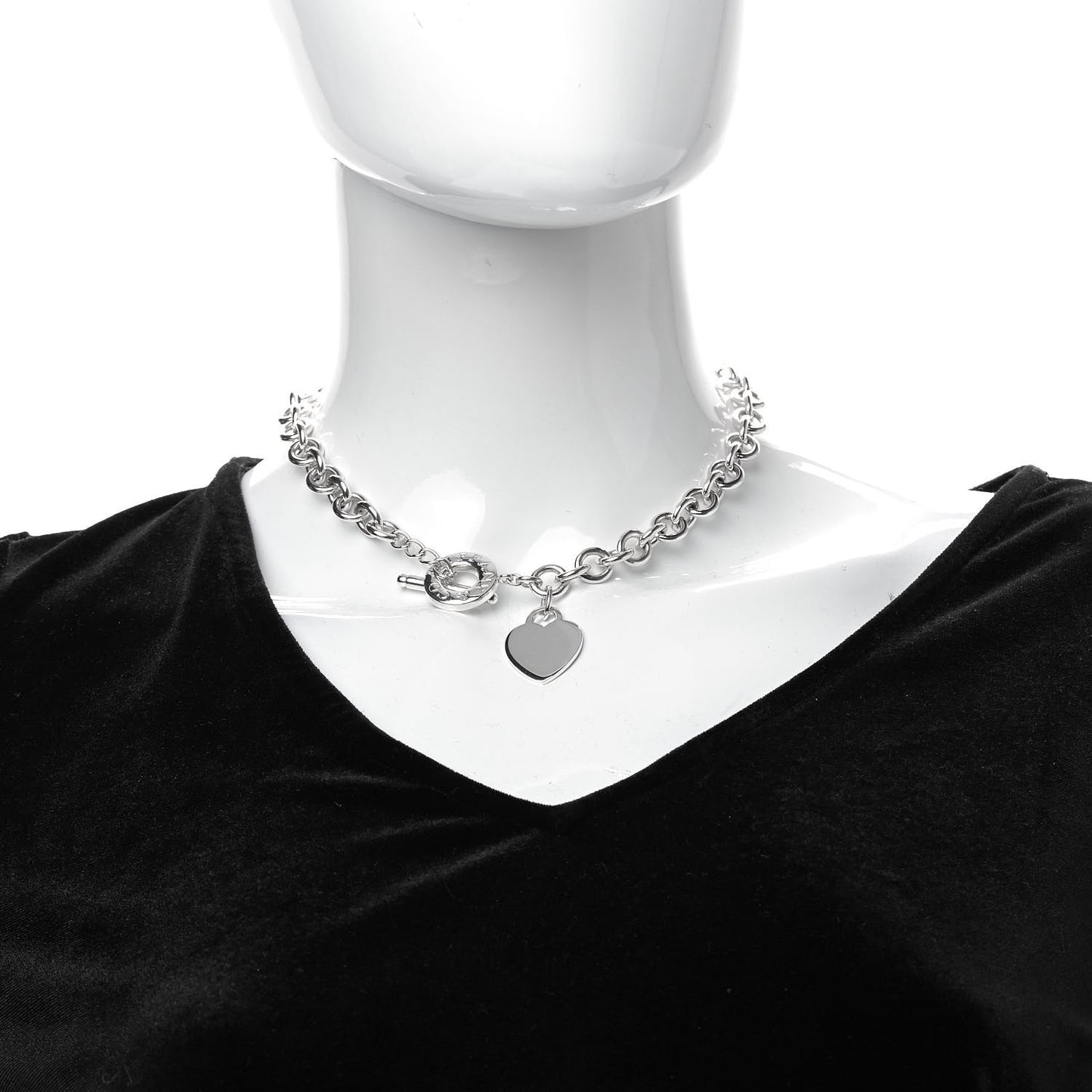 Sterling Silver Heart Tag Toggle Necklace