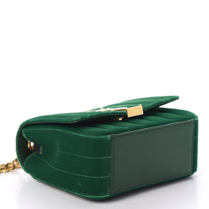 Saint Laurent Velvet Matelasse Small Vicky Chain Bag Deep Malachite 3 of 10