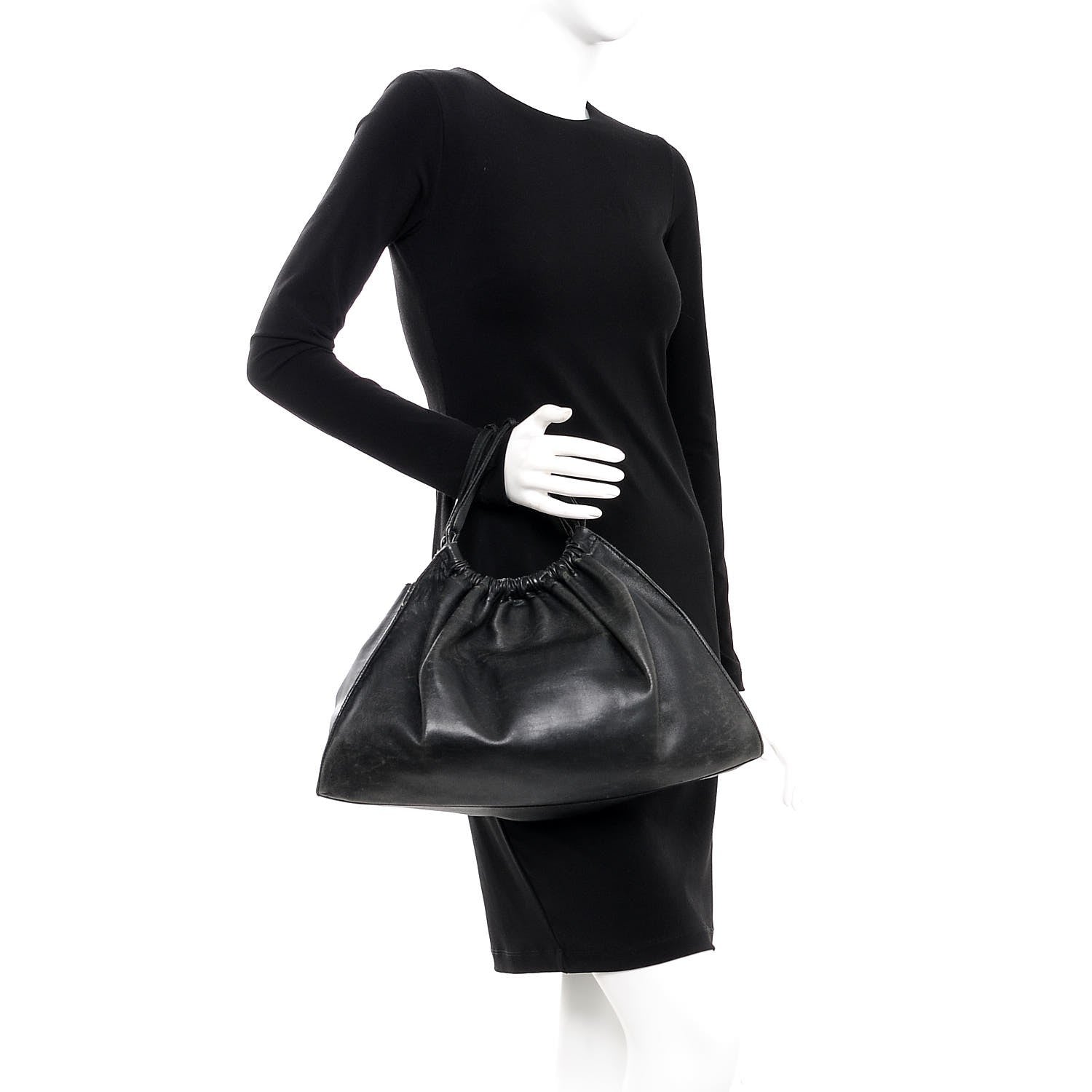 Gucci Calfskin Gathered Handbag Black 2 of 15