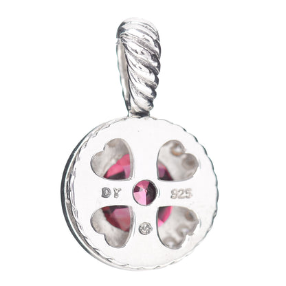 David Yurman Sterling Silver Pink Tourmaline Diamond 8mm Petite Cerise Pendant 3 of 3
