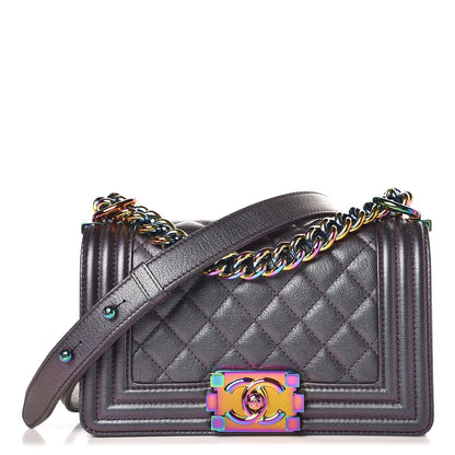 Chanel Iridescent Goatskin Quilted Small Boy Flap Purple 1 of 8