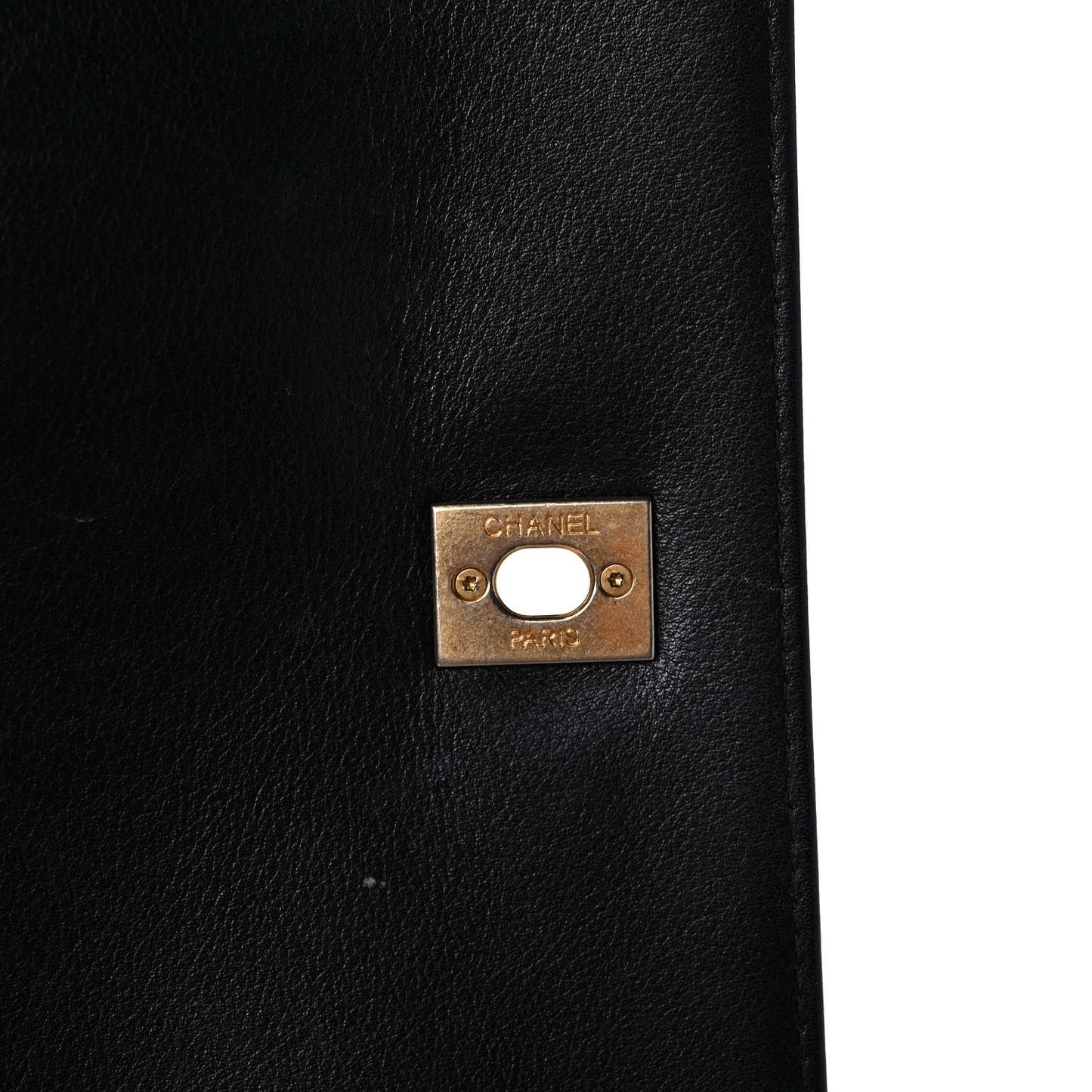 Grained Calfskin Chevron Stitched Medium Chic Top Handle Flap Black