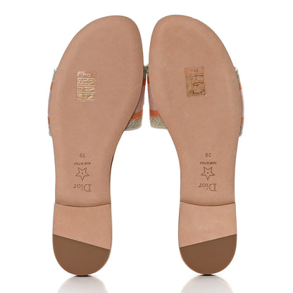 Christian Dior Canvas Lurex Embroidered Dway Flat Slide Sandals 39 Platinum 7 of 10