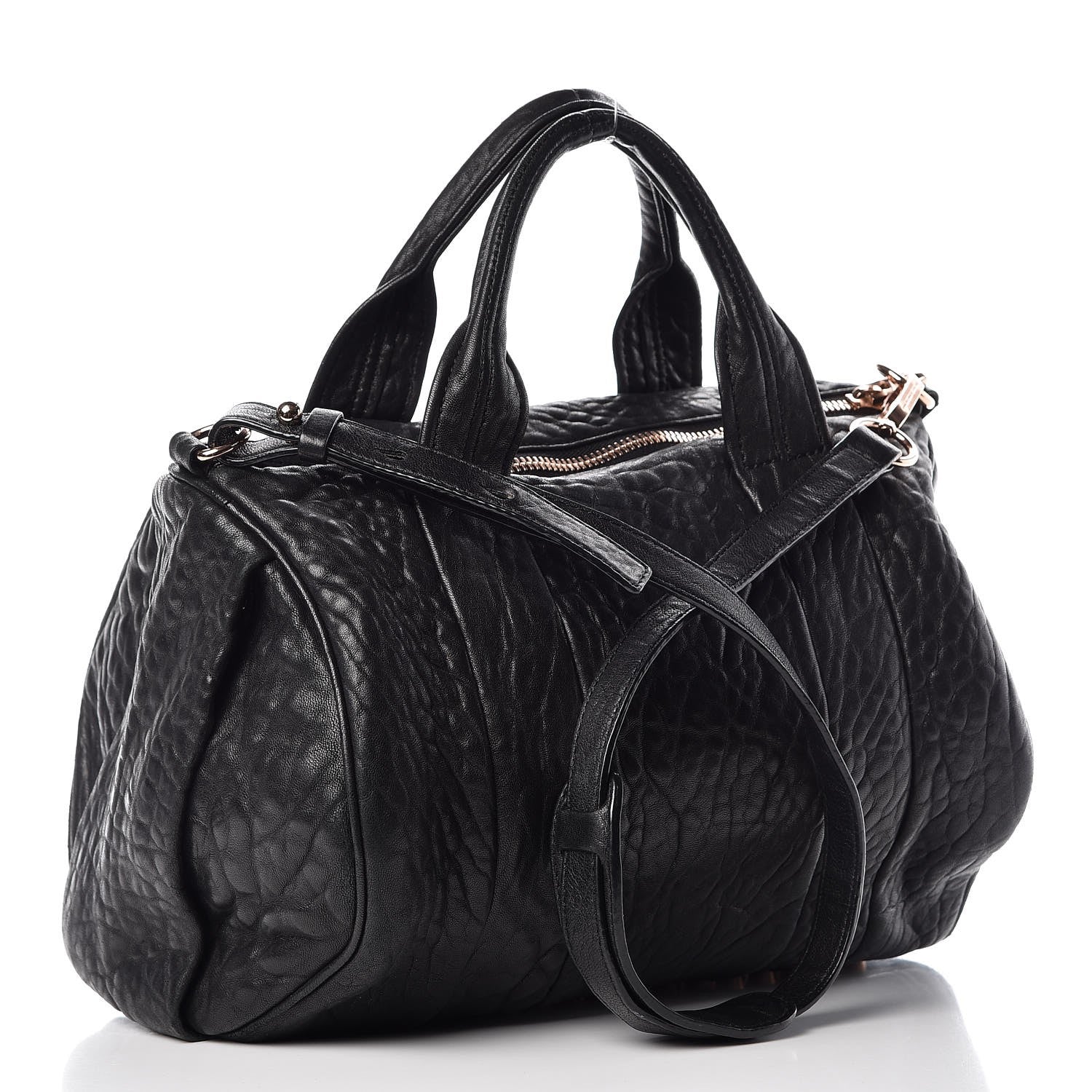 Alexander Wang Pebbled Lambskin Rocco Black Rose Gold Hardware 3 of 7