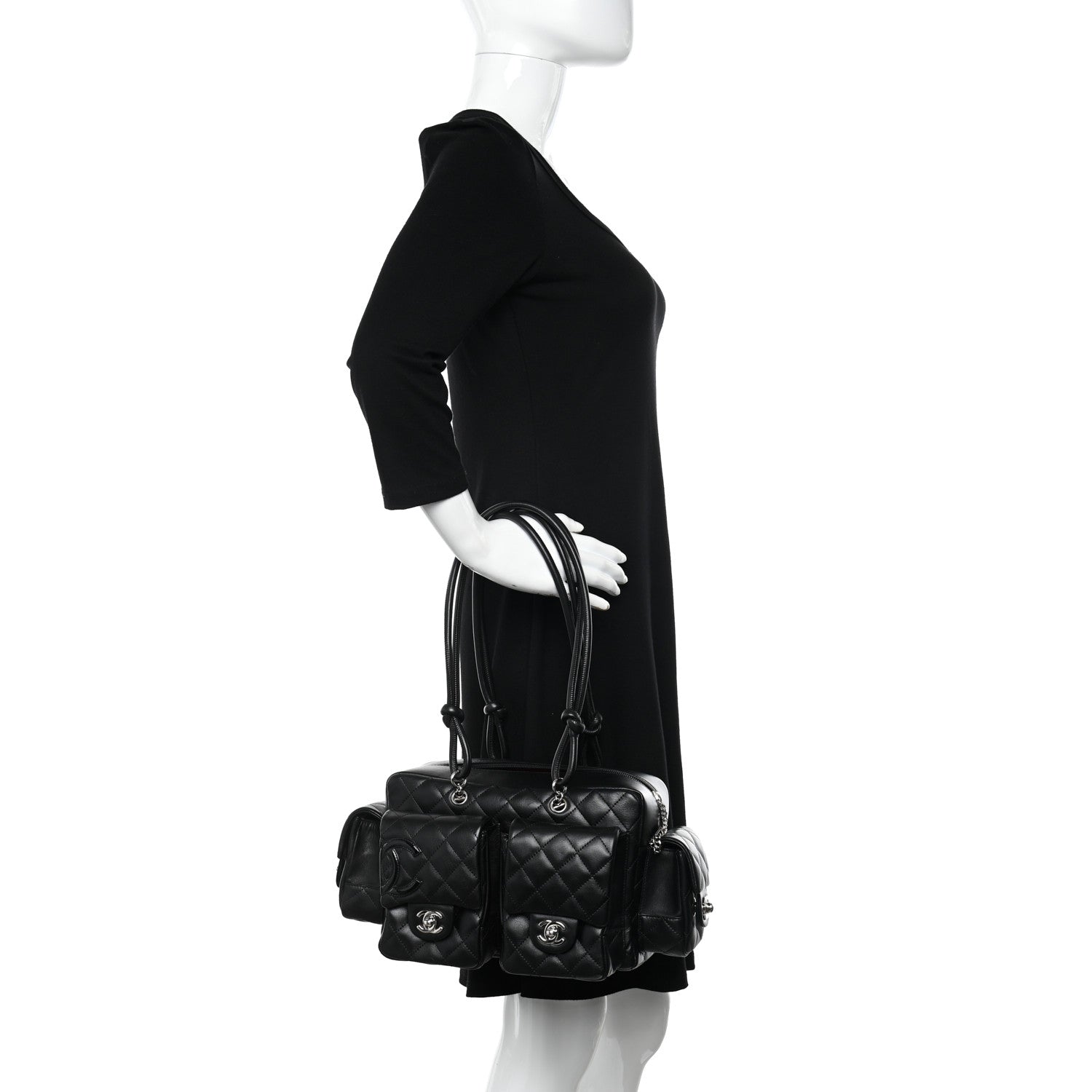Chanel Calfskin Quilted Large Cambon Multipocket Reporter Black 2 of 10