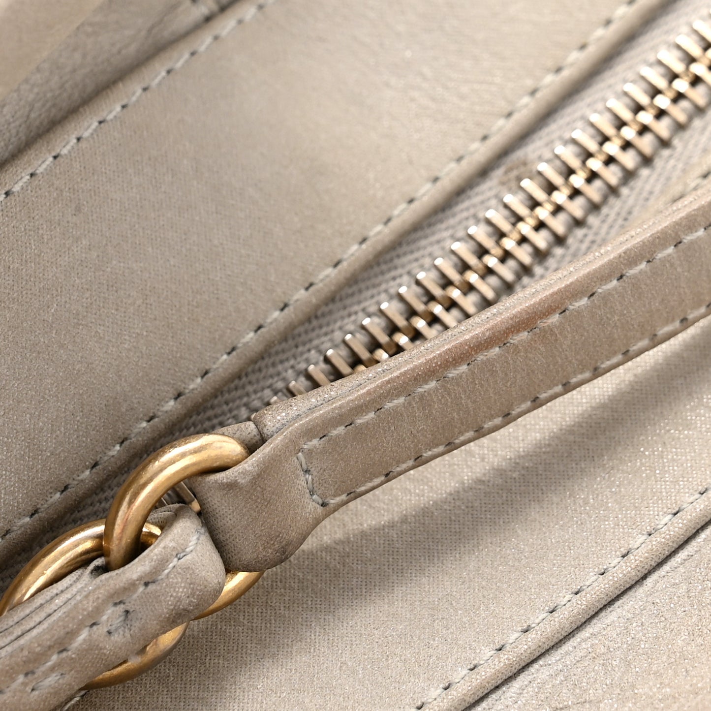 Iridescent Calfskin Chic Quilt Bowling Bag Grey